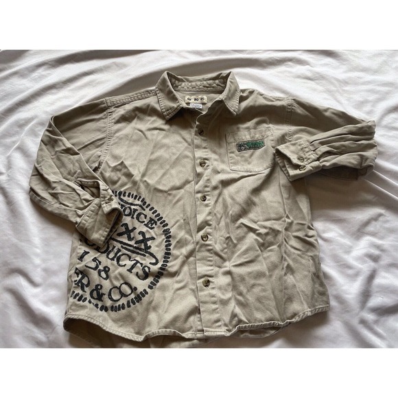 Vintage Gymboree Tan Collared Button Down Pocket Shirt Kids XL 8 - 10 - Picture 1 of 9